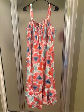 Grace Karin Coral, Blue & White Floral Maxi Dress